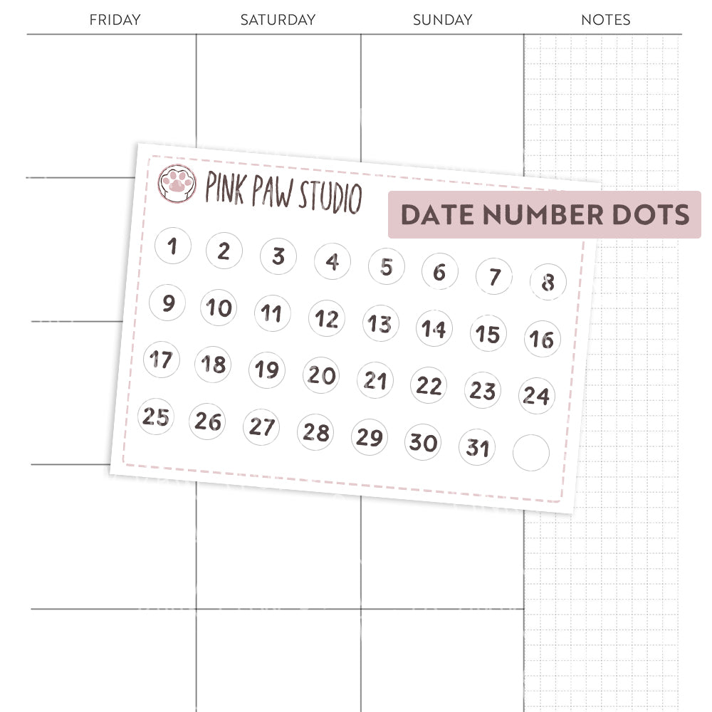 Puntos numéricos de fecha - Blanco