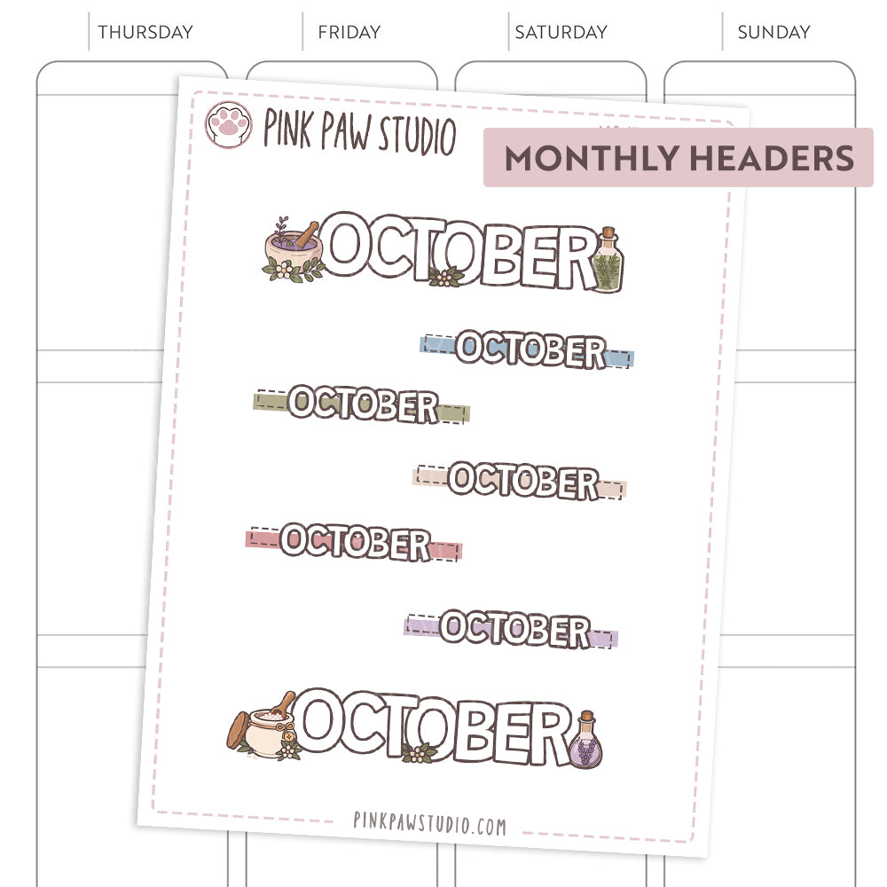Monthly headers - October - Practical Magic