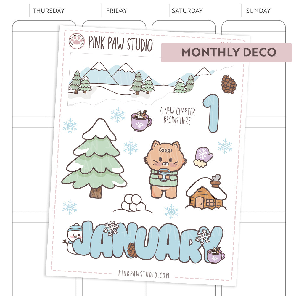 Pegatinas de decoración mensuales - Enero