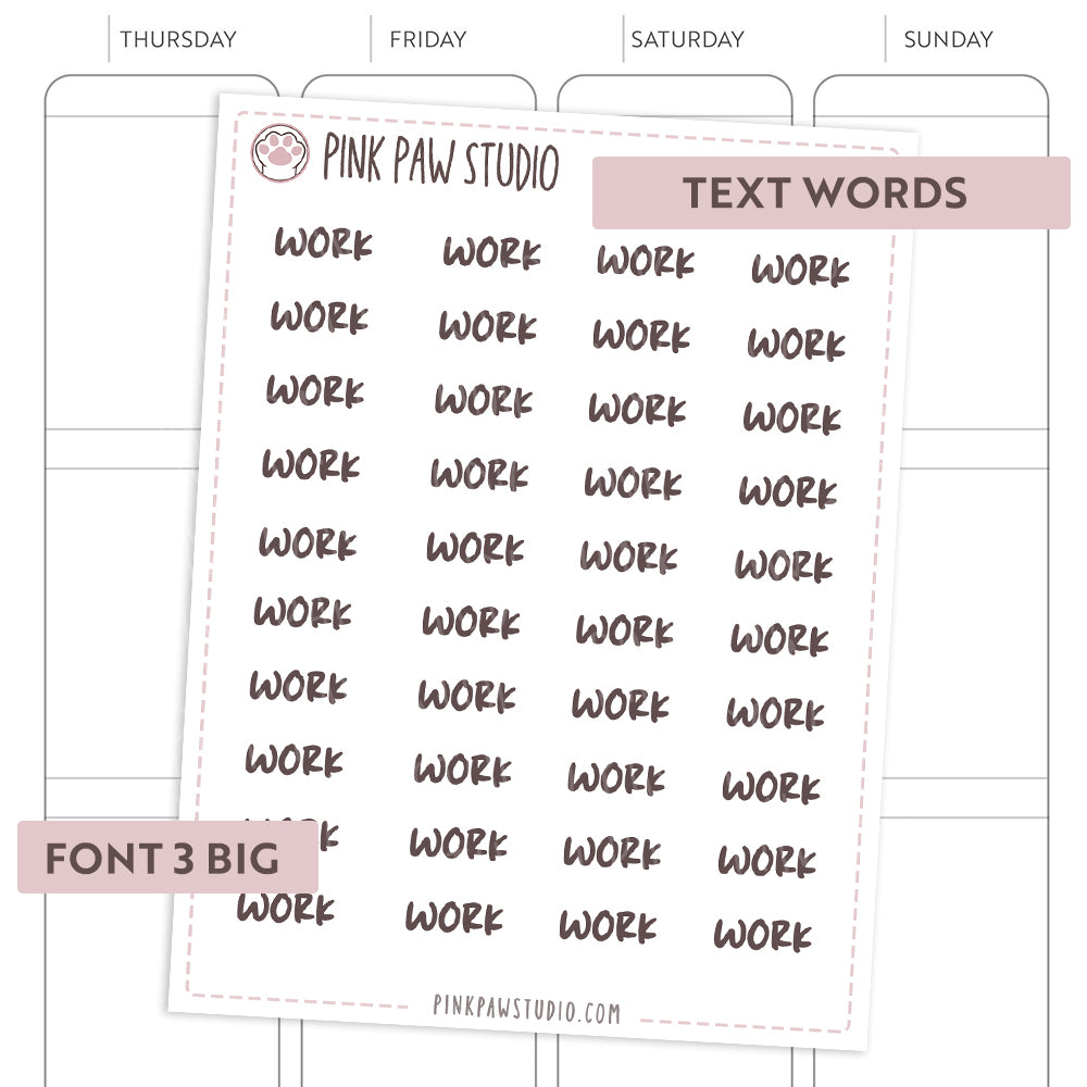 Text words: WORK