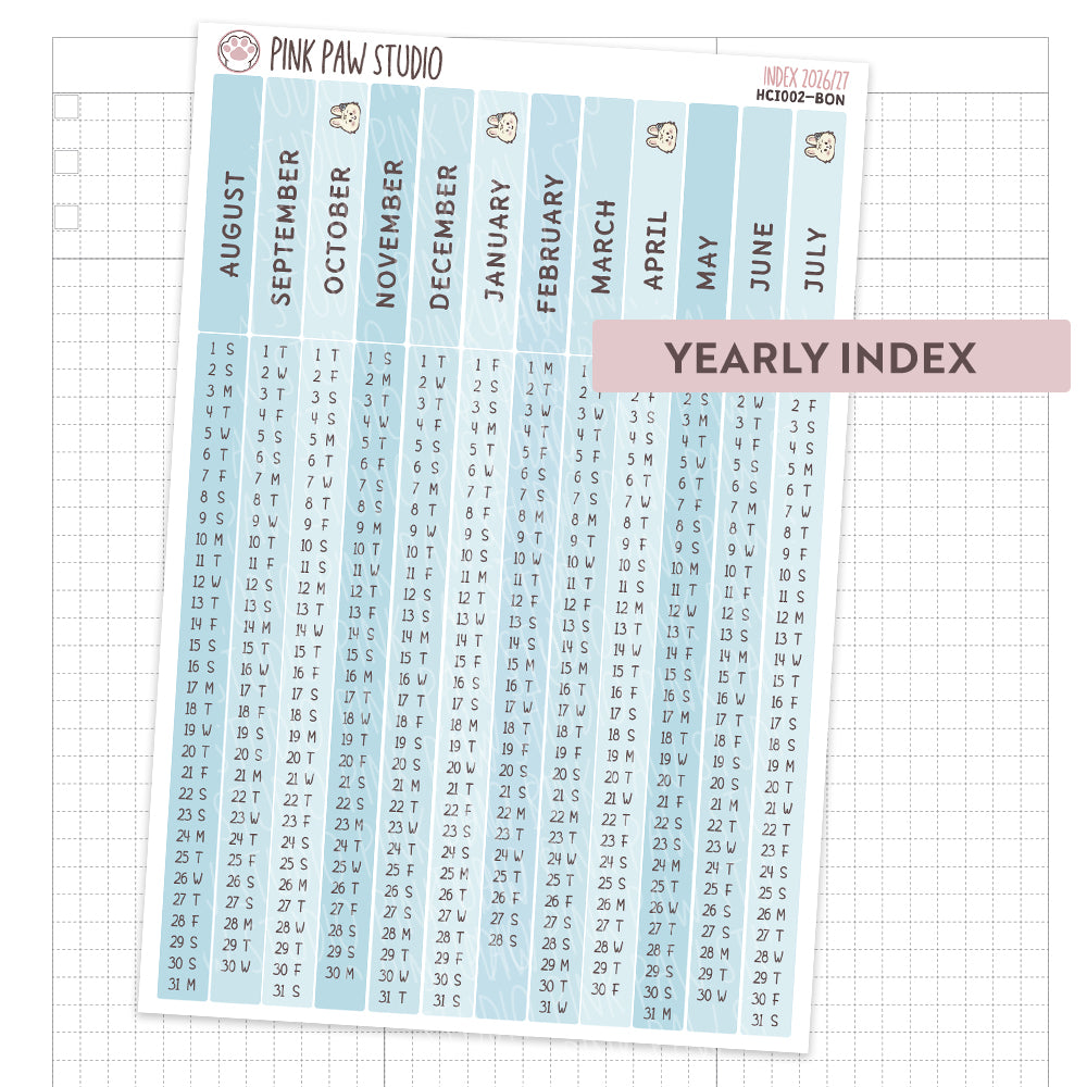 2026/27 Hobonichi Cousin Yearly Index- Bonnie
