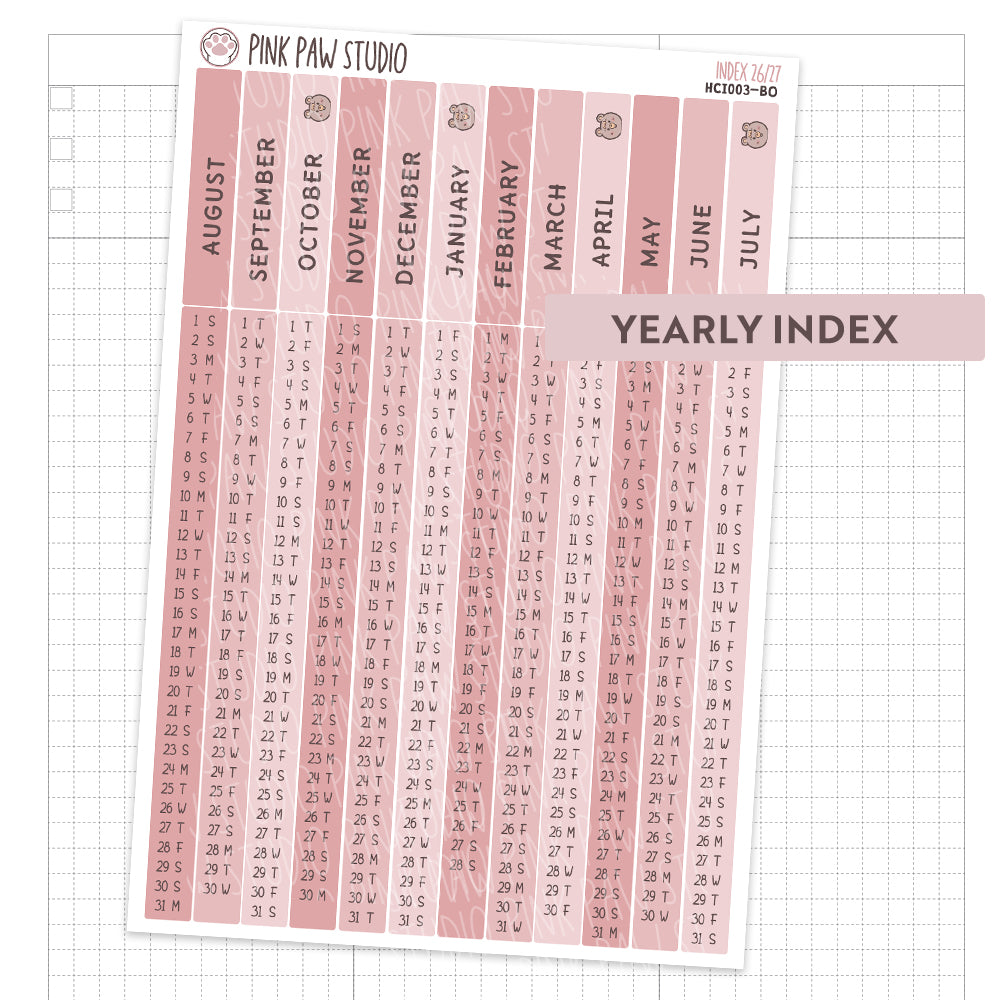 2026/27 Hobonichi Cousin Yearly Index- Bo