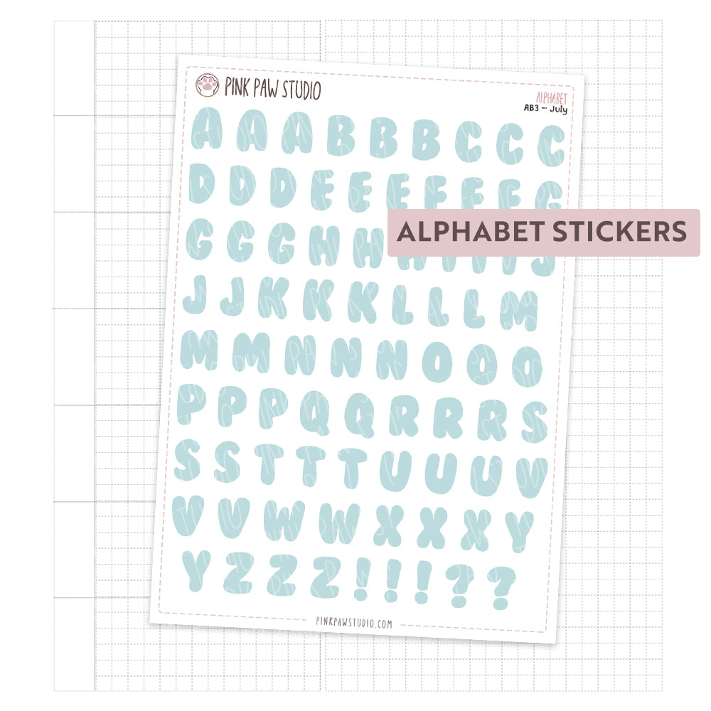 Alphabet Stickers - July