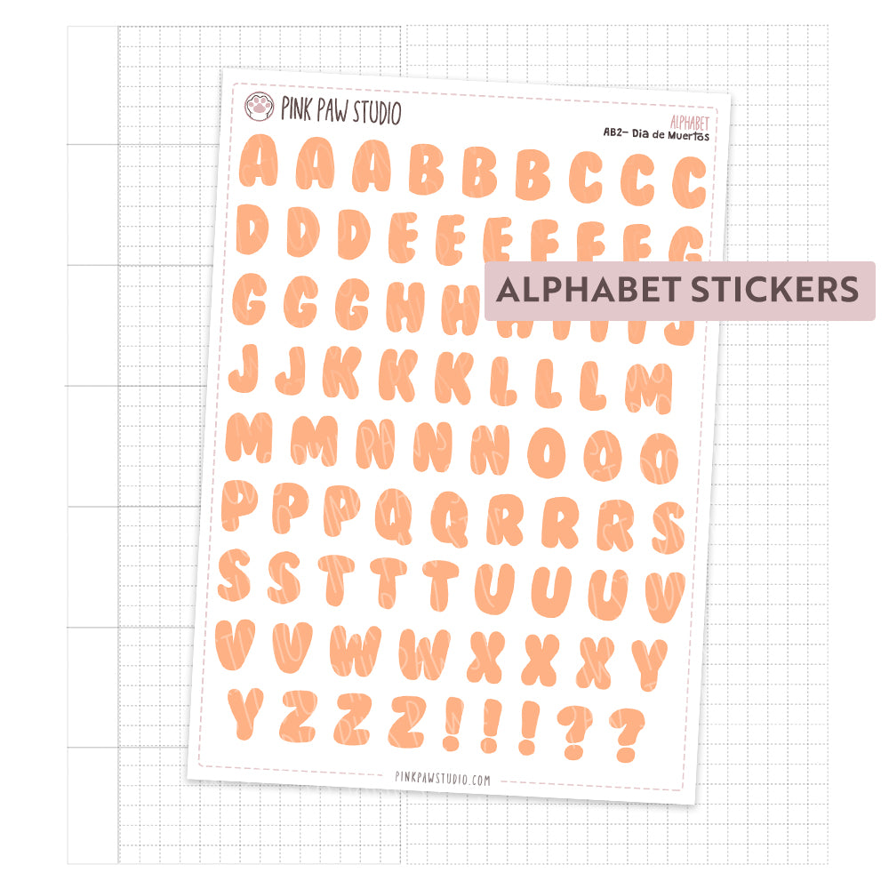 Alphabet Stickers - November - Dia de Muertos
