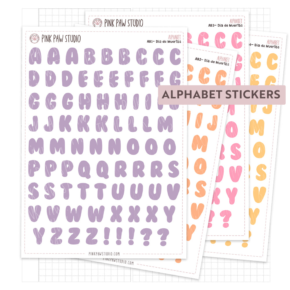 Alphabet Stickers - November - Dia de Muertos