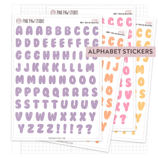Alphabet Stickers - November - Dia de Muertos
