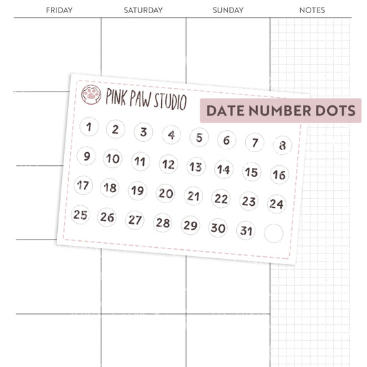 Puntos numéricos de fecha - Blanco