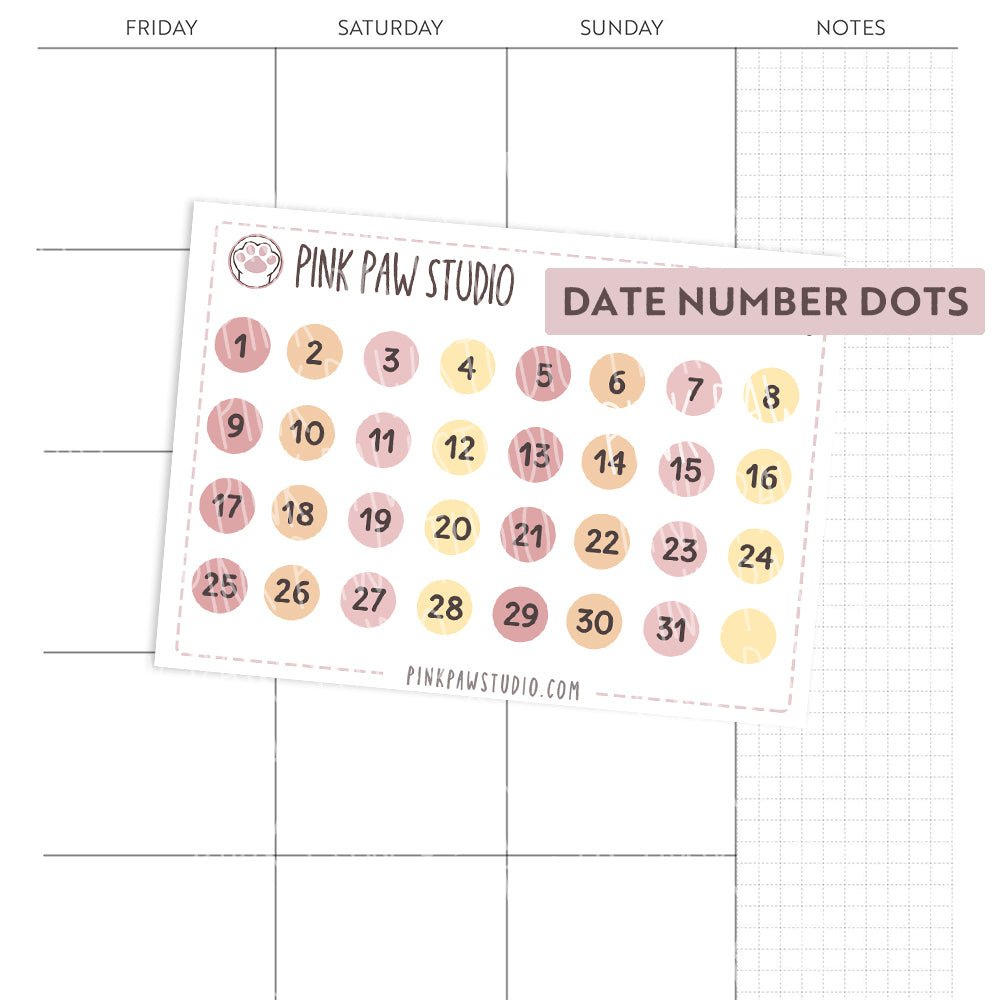 Puntos de los números de fecha - Planificación del tiempo