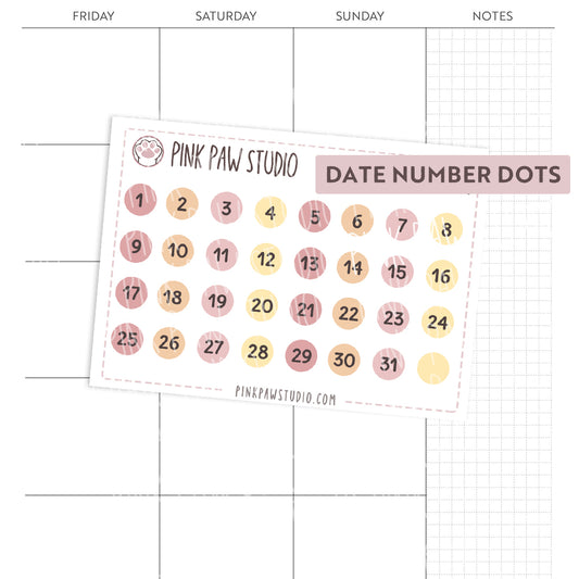 Puntos de los números de fecha - Planificación del tiempo