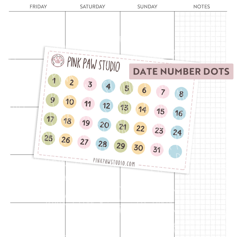 Puntos de número de fecha - Marzo