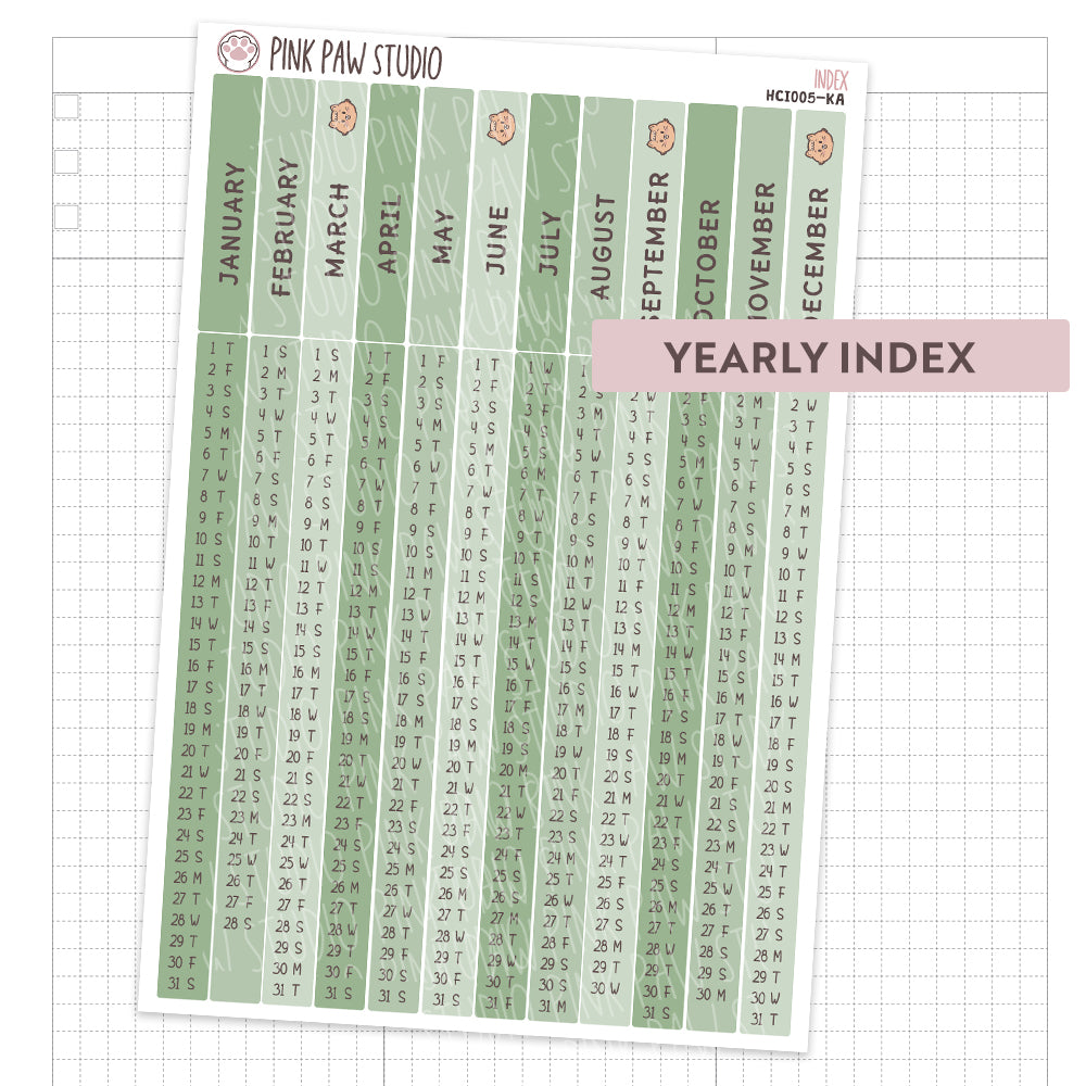 Índice anual Hobonichi Cousin - Kato
