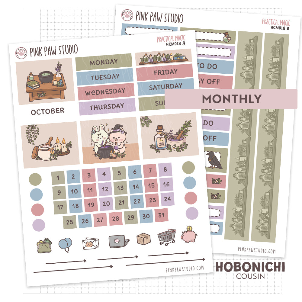 Hobonichi Cousin Monthly Kit- October - Practical Magic