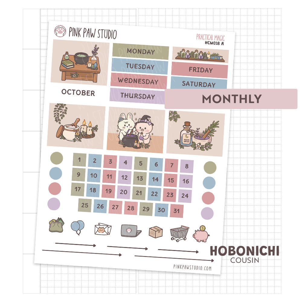Hobonichi Cousin Monthly Kit- October - Practical Magic