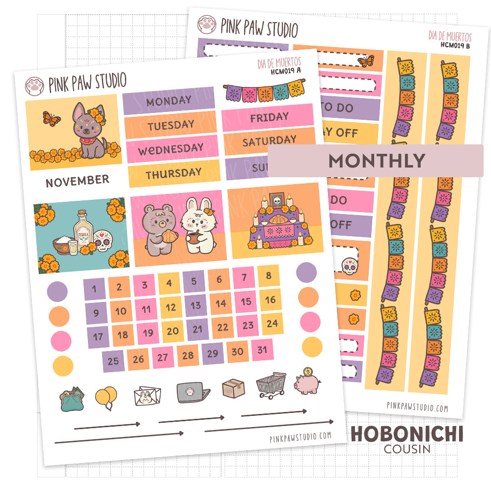 Hobonichi Cousin Monthly Kit- November - Dia de Muertos