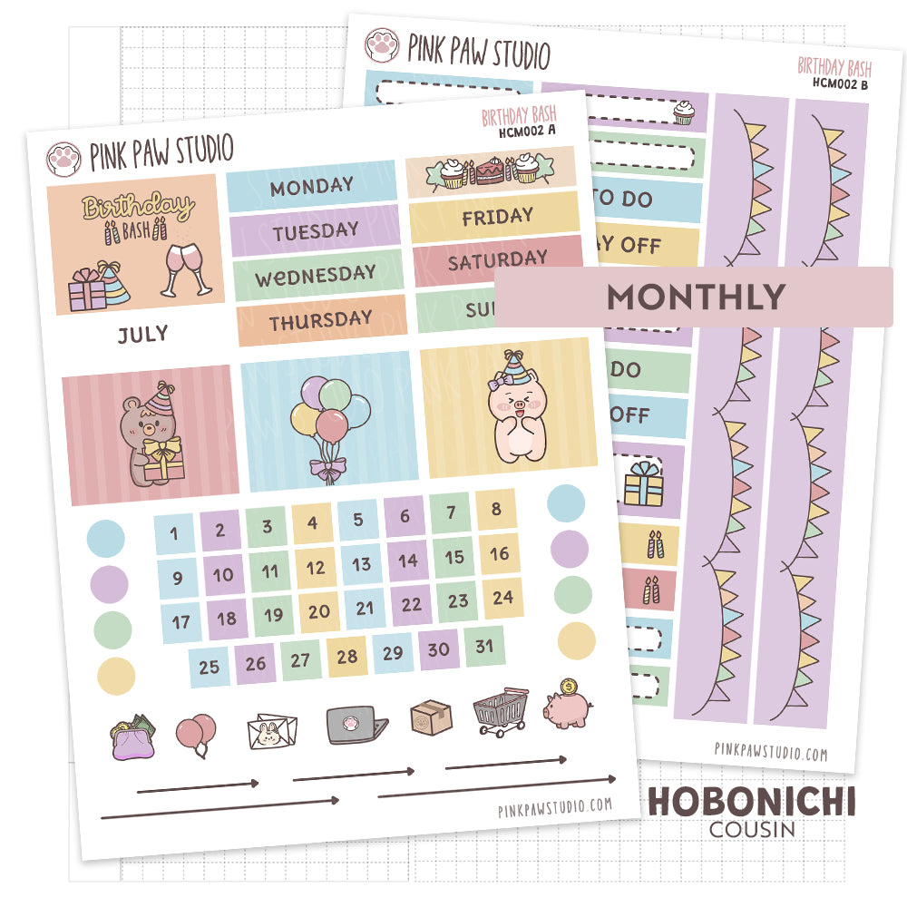 Hobonichi Cousin Monthly Kit- Birthday Bash