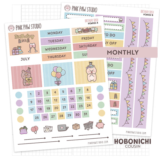 Hobonichi Cousin Monthly Kit- Birthday Bash