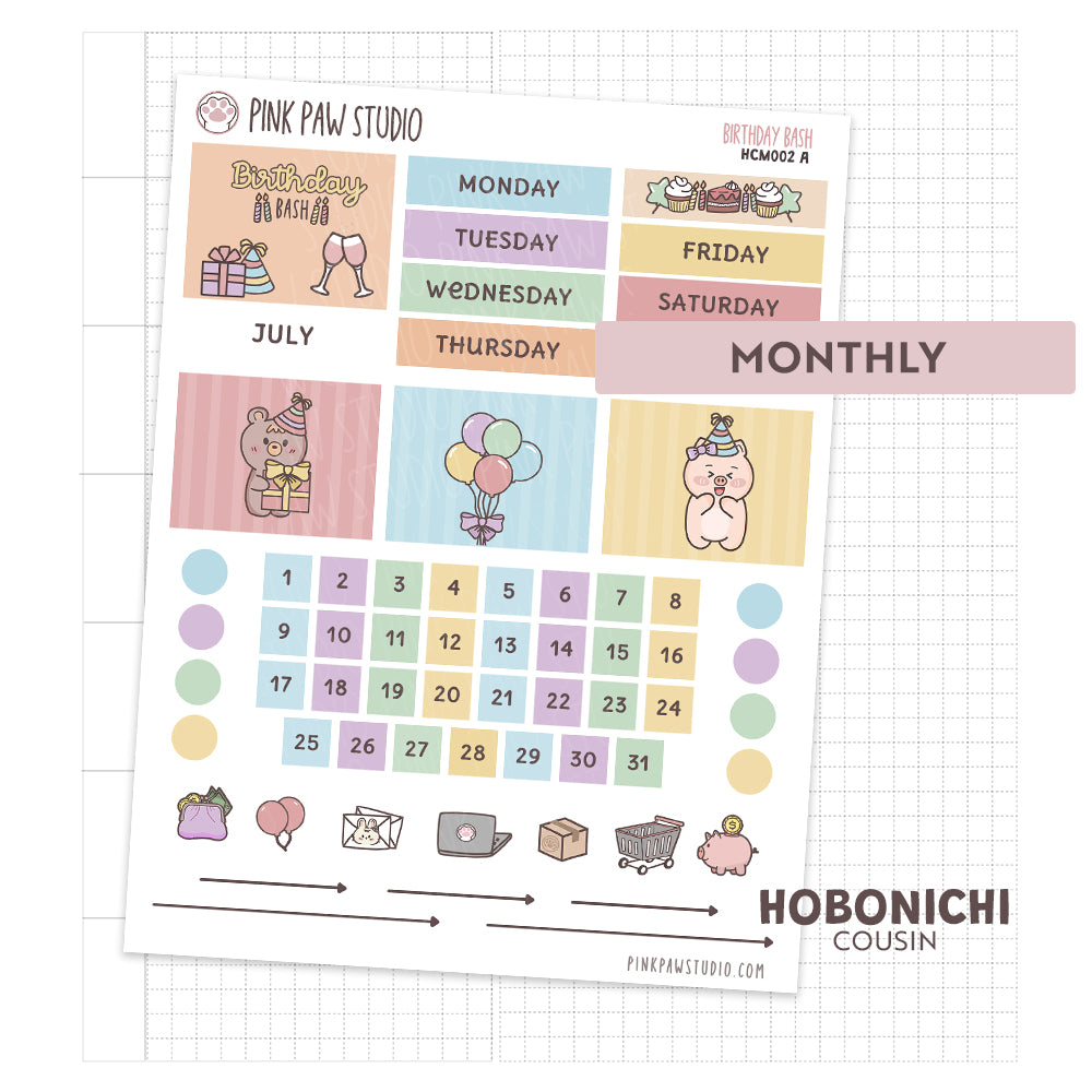 Hobonichi Cousin Monthly Kit- Birthday Bash