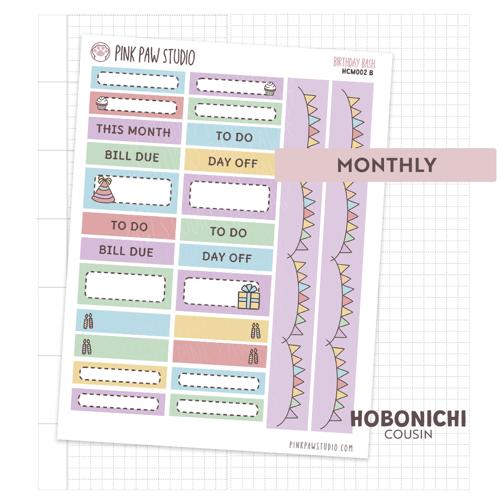 Hobonichi Cousin Monthly Kit- Birthday Bash