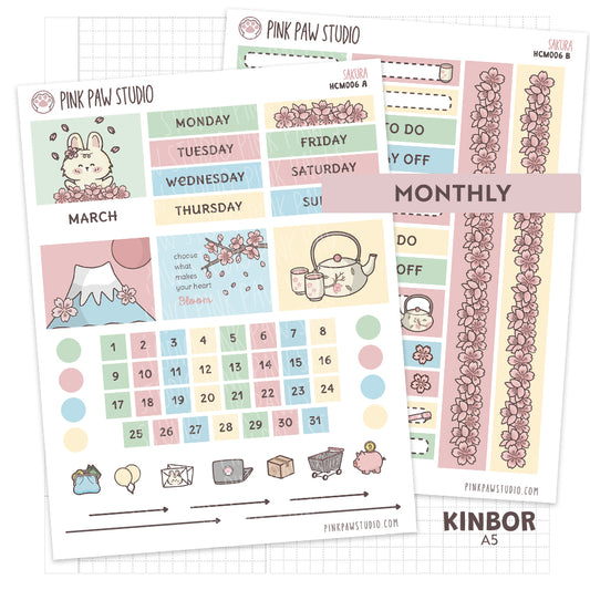 Kinbor A5 Monthly Kit- Sakura