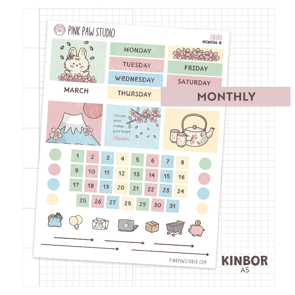 Kinbor A5 Monthly Kit- Sakura