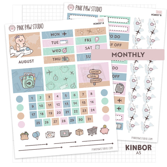 Kinbor A5 Monthly Kit - August - Travel