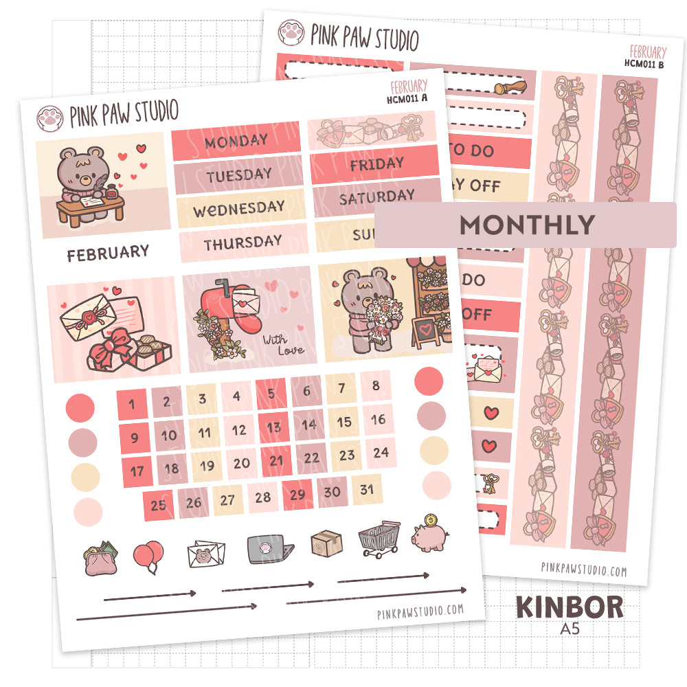 Kinbor A5 Monthly Kit- February - Love Letters