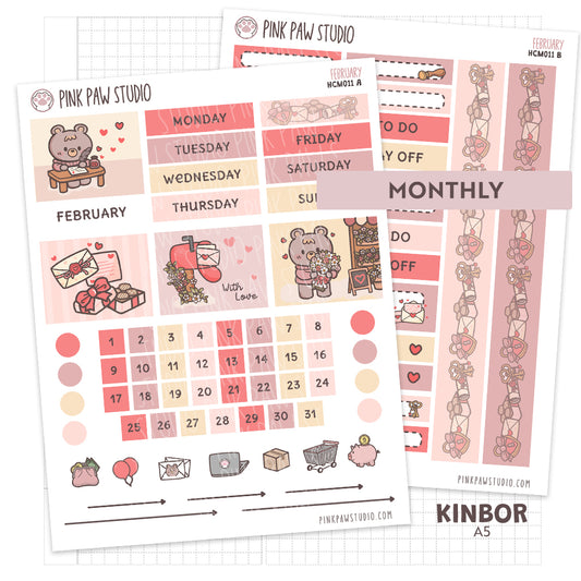 Kinbor A5 Monthly Kit- February - Love Letters