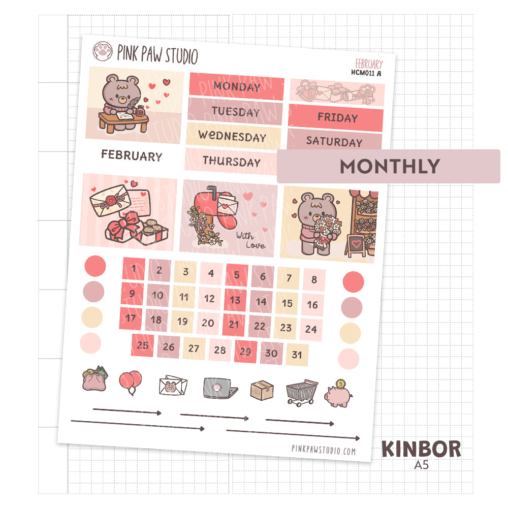 Kinbor A5 Monthly Kit- February - Love Letters