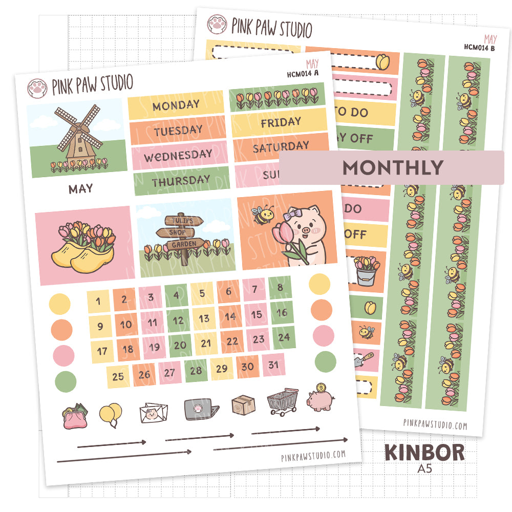 Kinbor A5 Monthly Kit- May - Tulip Fields