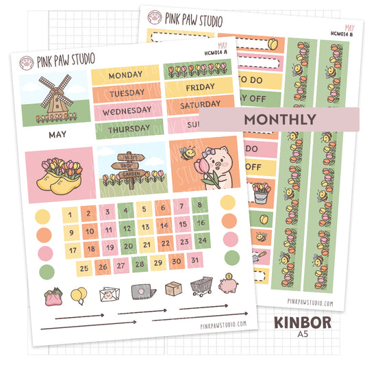 Kinbor A5 Monthly Kit- May - Tulip Fields