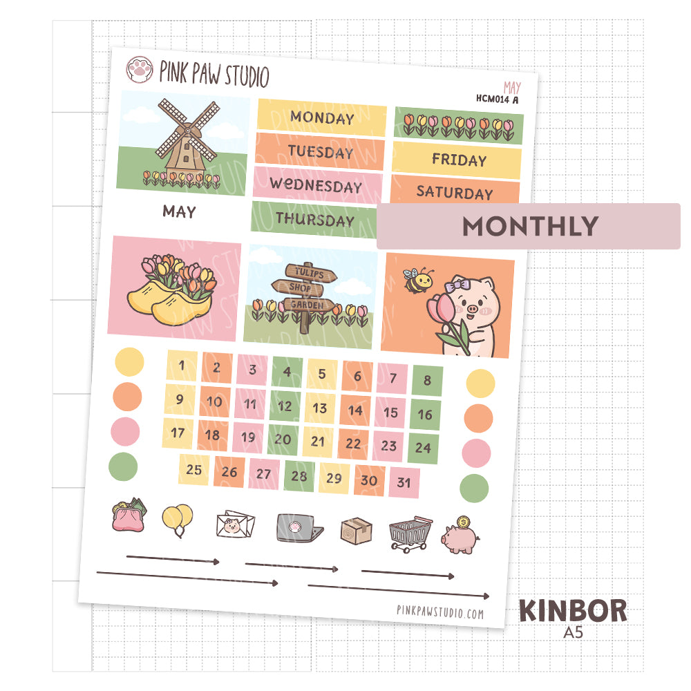 Kinbor A5 Monthly Kit- May - Tulip Fields