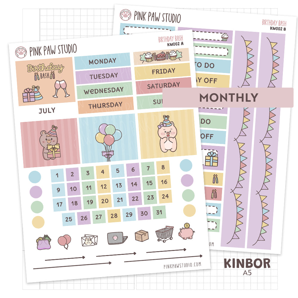 Kinbor A5 Monthly Kit - Birthday Bash