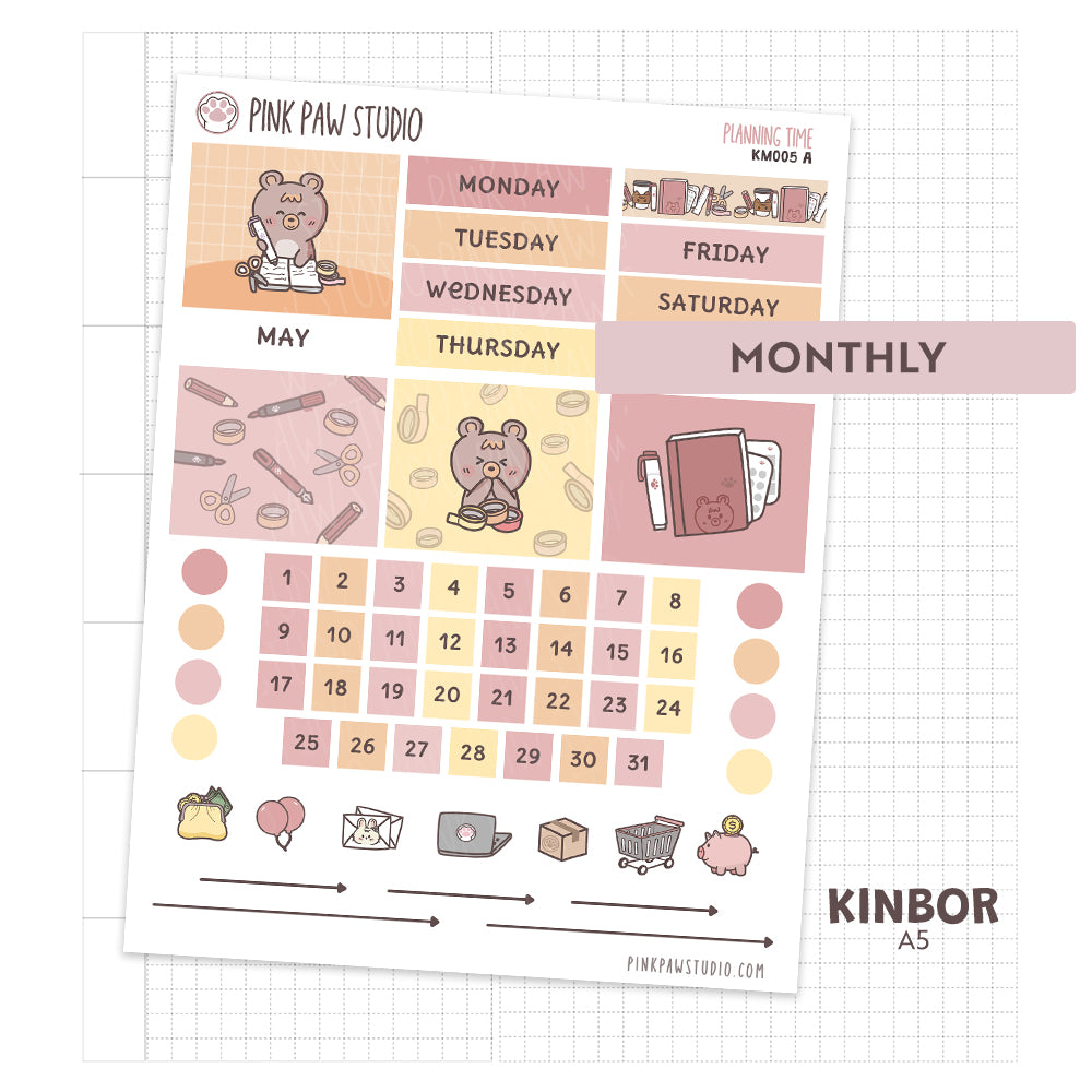 Kinbor A5 Monthly Kit - Planning Time