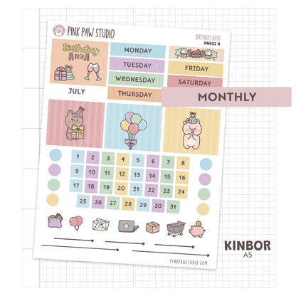Kinbor A5 Monthly Kit - Birthday Bash