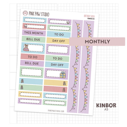 Kinbor A5 Monthly Kit - Birthday Bash