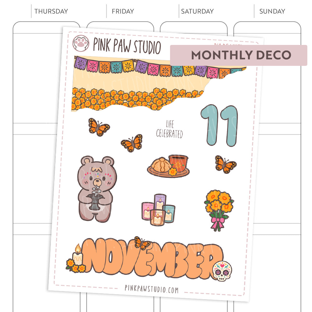 Monthly Deco stickers - November - Dia de Muertos