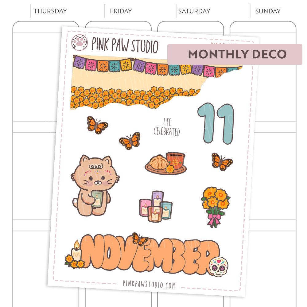 Monthly Deco stickers - November - Dia de Muertos