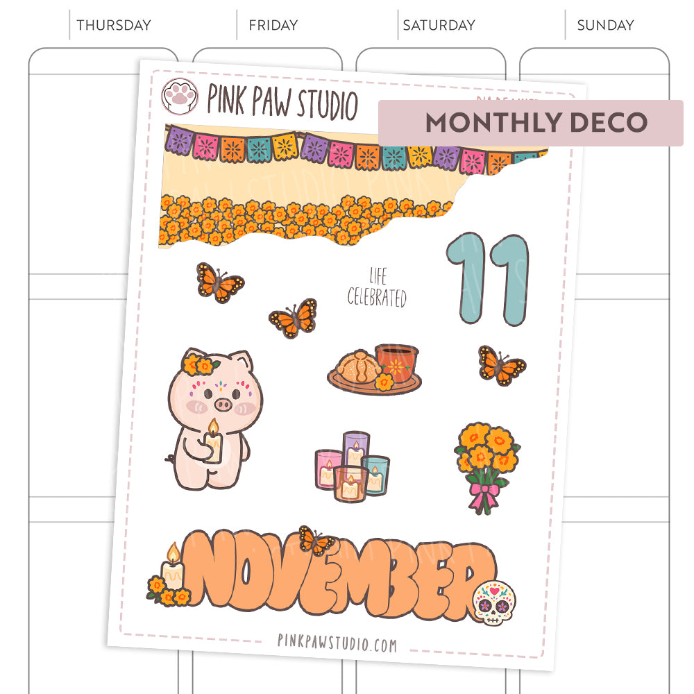 Monthly Deco stickers - November - Dia de Muertos