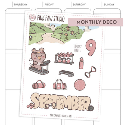 Monthly Deco stickers - September - Fitness