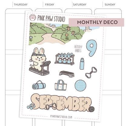 Monthly Deco stickers - September - Fitness