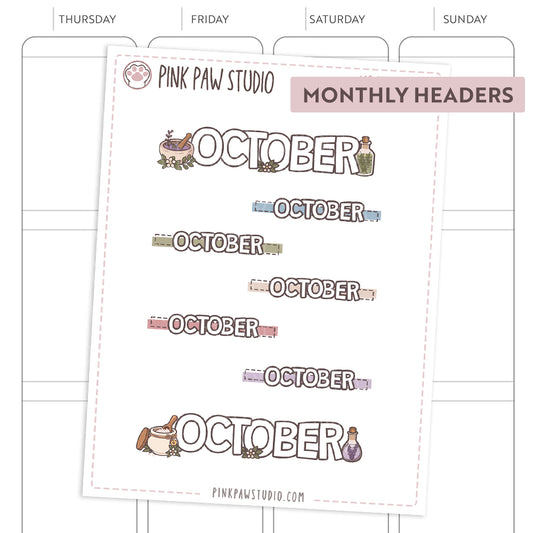 Monthly headers - October - Practical Magic
