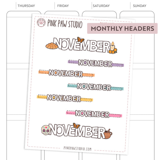 Monthly headers - November - Dia de Muertos