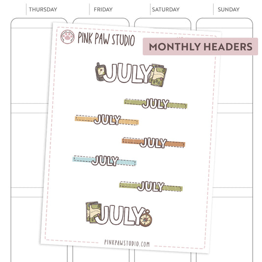 Monthly headers - July