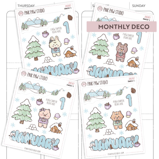 Pegatinas de decoración mensuales - Enero