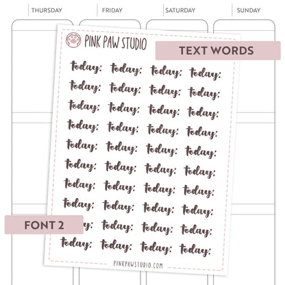 Text words: TODAY