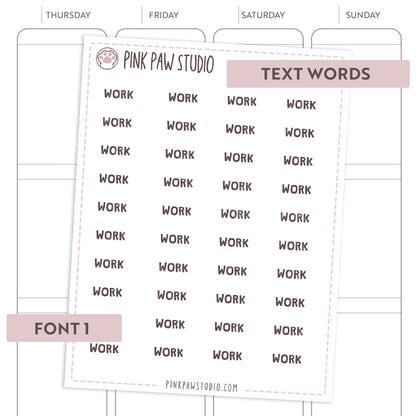Text words: WORK