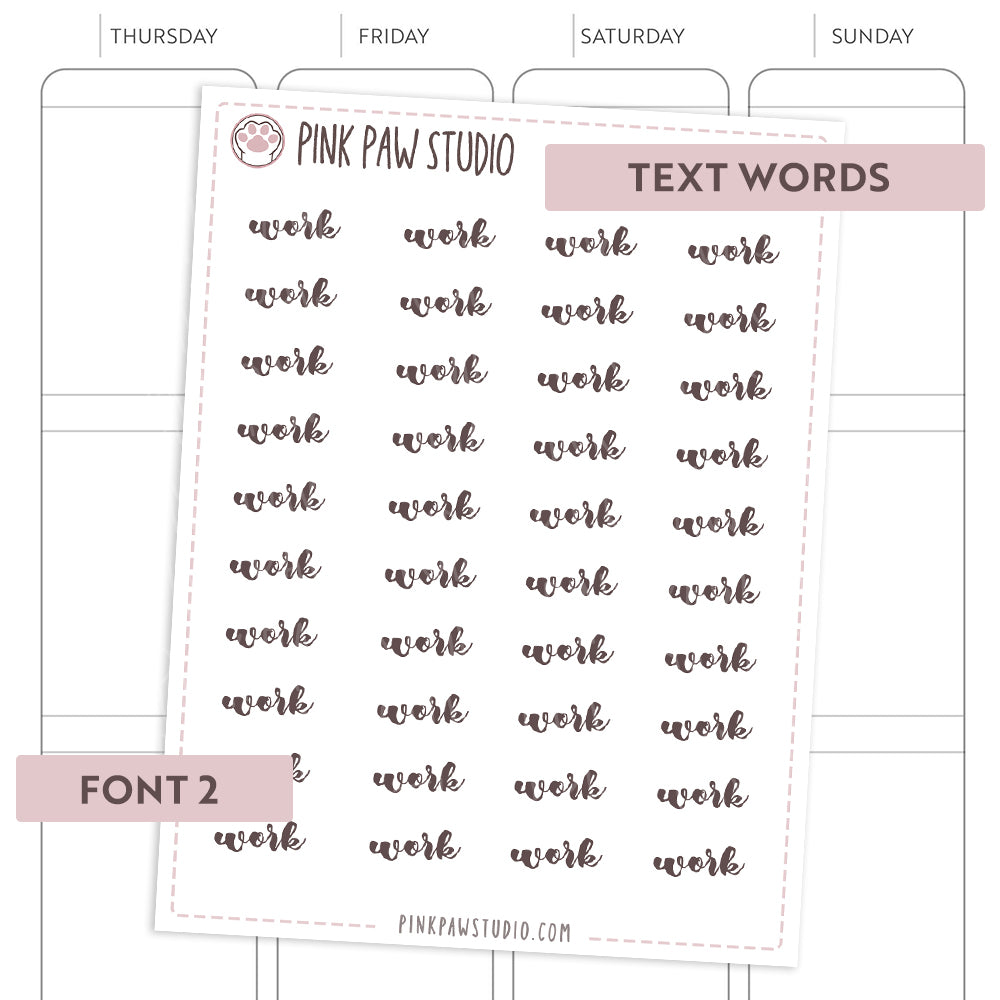Text words: WORK