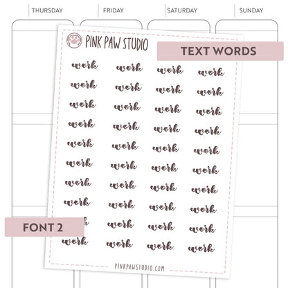Text words: WORK