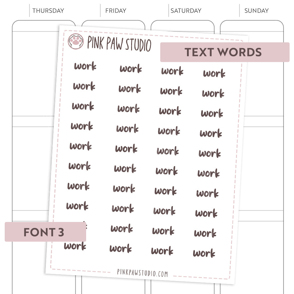 Text words: WORK