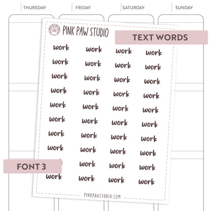 Text words: WORK